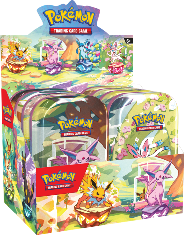 Pokémon Scarlet & Violet Prismatic Evolutions Mini Tin Display